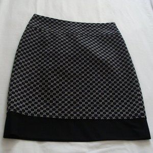 ANN TAYLOR Black & Gray LATTICE Pattern WOOL Blend STRAIGHT Skirt Sz 4